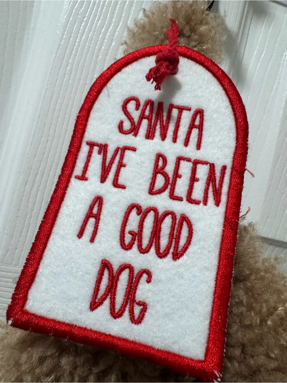 5/$30 Plush Brown Dog Bone Stocking with Red Bow